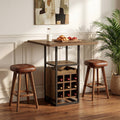 37.4 Bar Table With Storage Metal Frame Pub Table With Wine Rack Glass Holders 4 Tier Shelves
