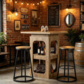 37.4 H Square Counter Height Bar Table With 3 Tier Storage Shelves