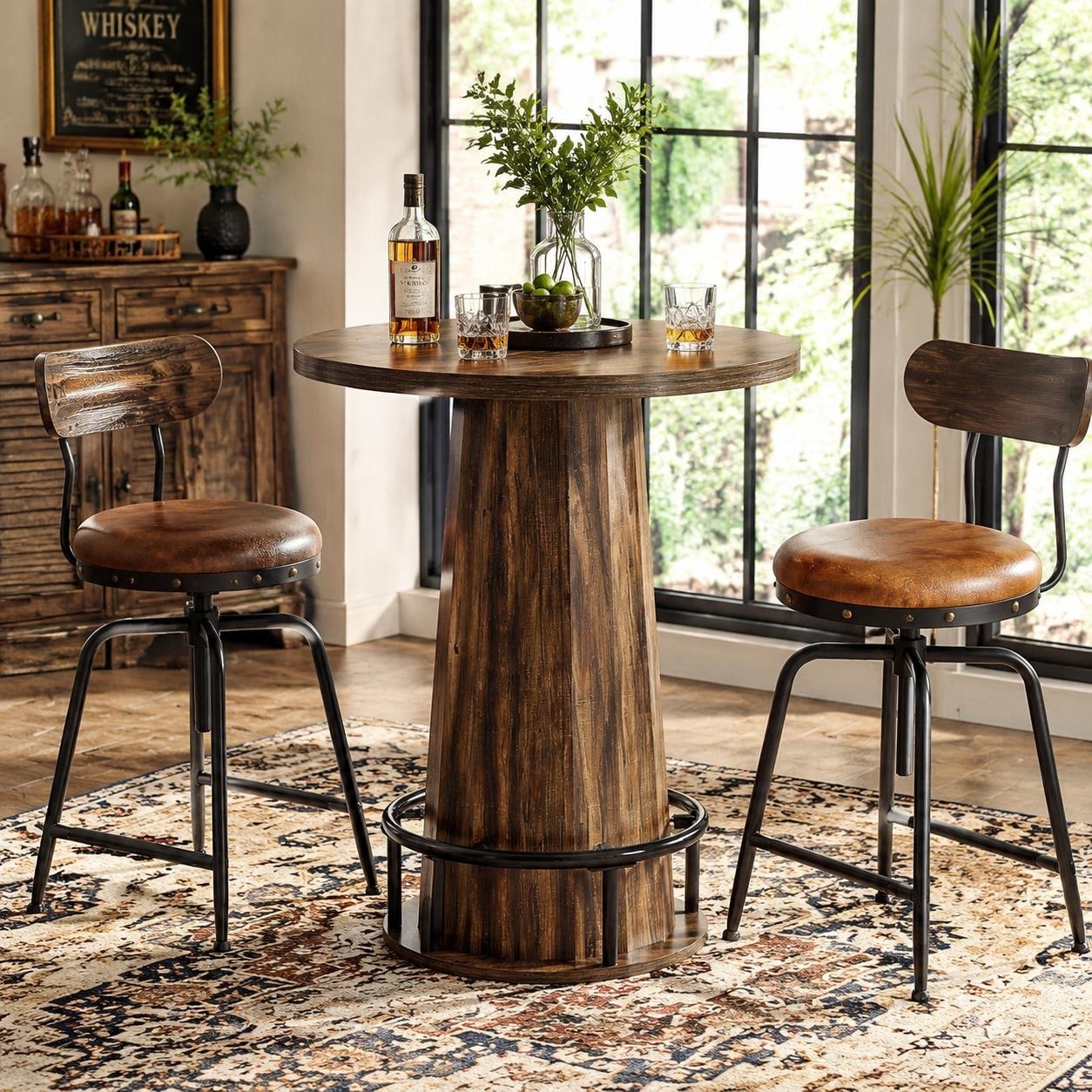 37.4 High Top Bar Table With Footrest Dining Table