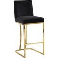 37.5 In.H Black Finish Low Back Metal Frame Barstool Velvet Seat Set Of 1 39