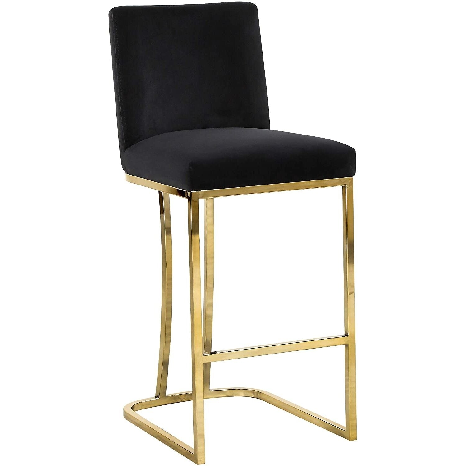 37.5 In.H Black Finish Low Back Metal Frame Barstool Velvet Seat Set Of 1 39