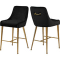 37.5 In.H Black Finish Low Back Metal Frame Barstool Velvet Seat Set Of 2 39