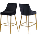 37.5 In.H Black Finish Low Back Metal Frame Barstool Velvet Seat Set Of 2 39