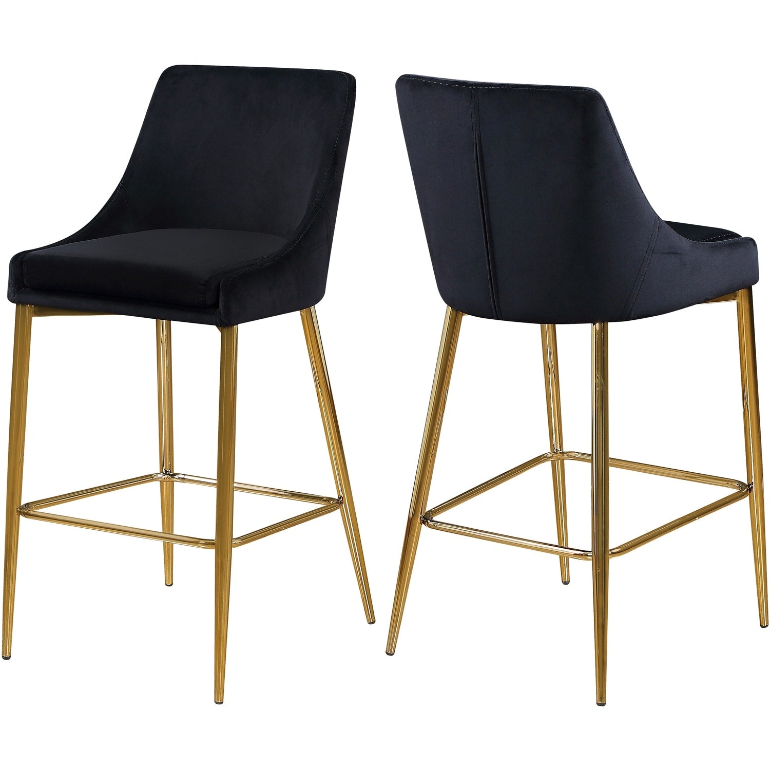 37.5 In.H Black Finish Low Back Metal Frame Barstool Velvet Seat Set Of 2 39