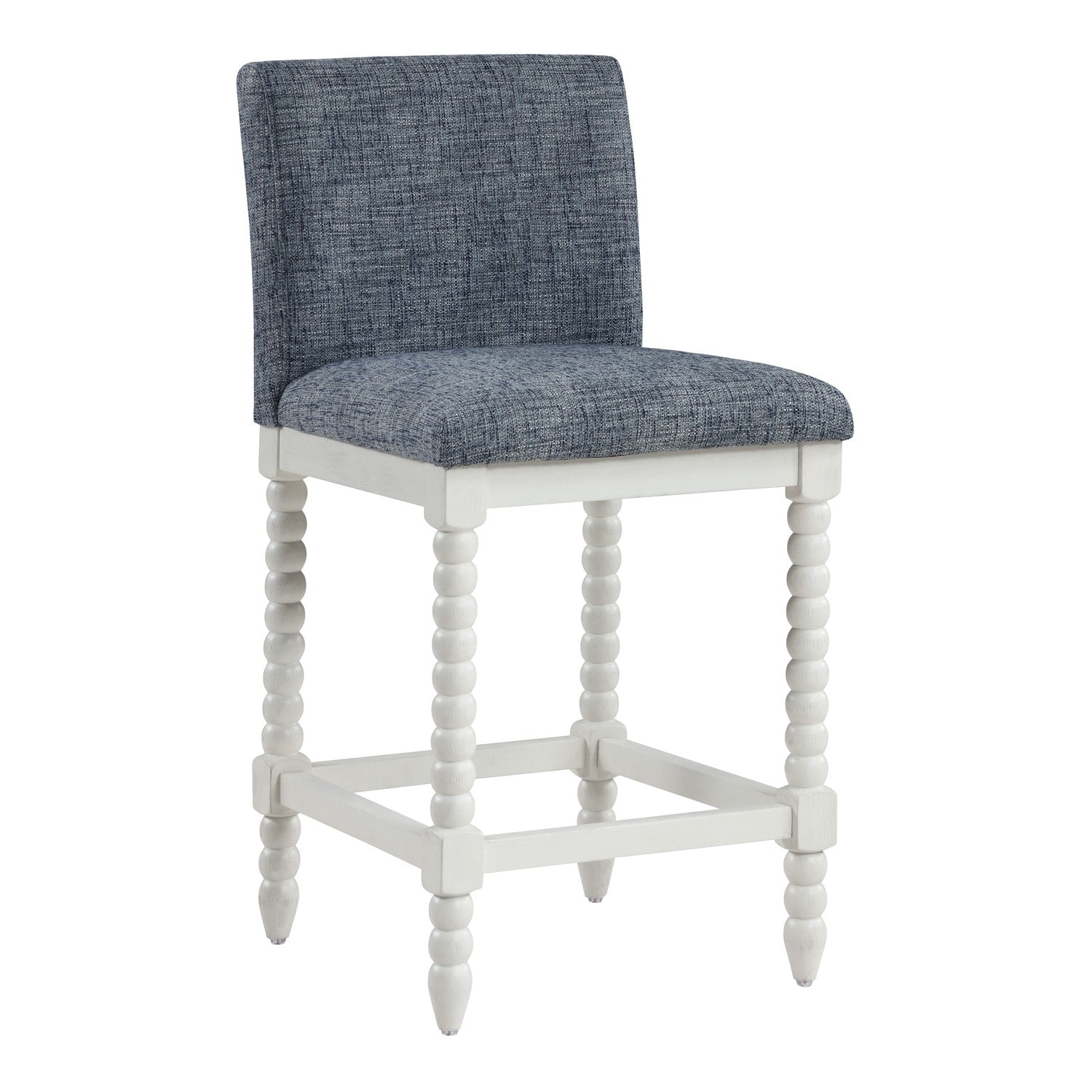37.5 In.H Blue Finish Low Back Wood Frame Barstool Fabric Seat Set Of 1 39