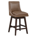 37.5 In.H Clear Finish Low Back Wood Frame Barstool Leather Seat Set Of 1 39