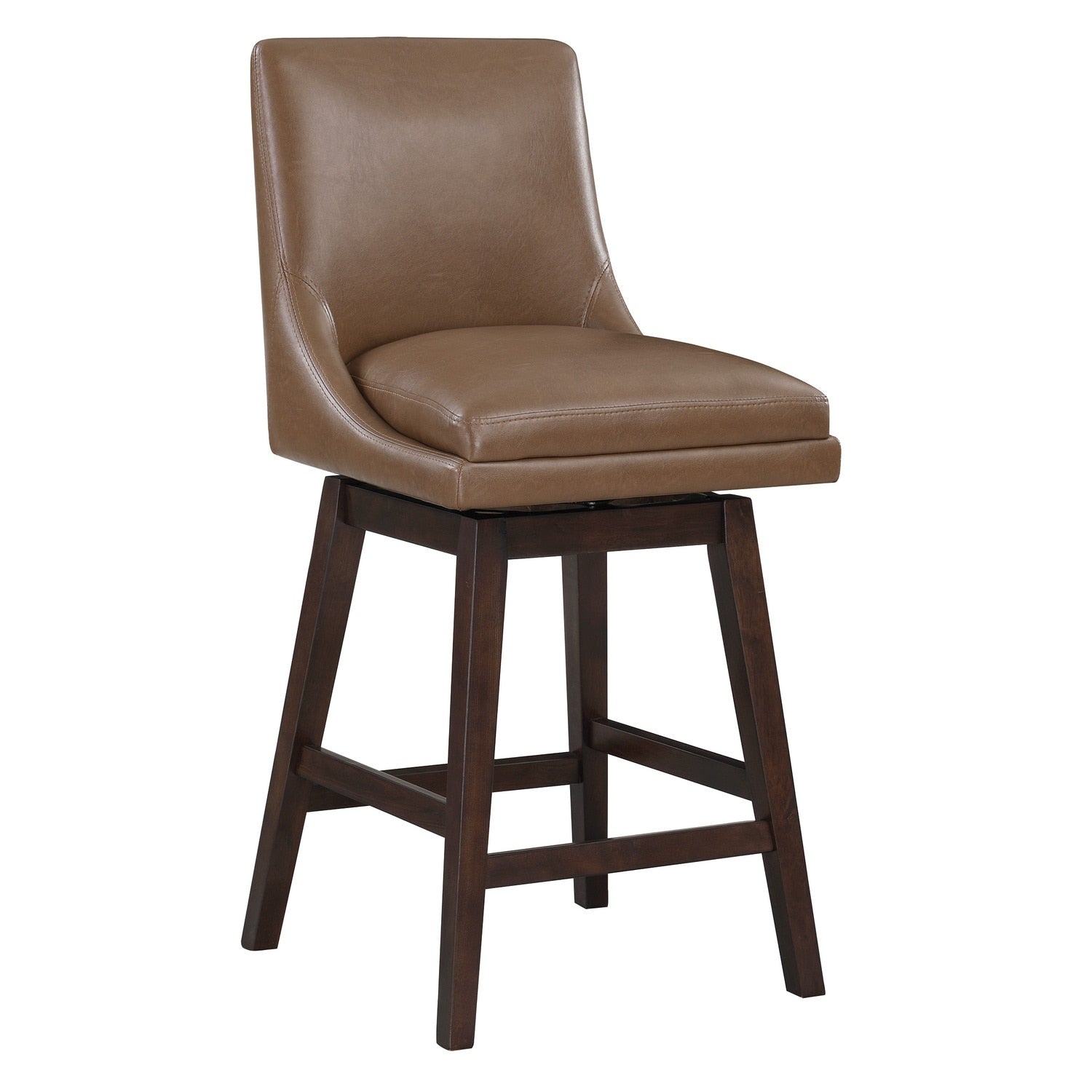 37.5 In.H Clear Finish Low Back Wood Frame Barstool Leather Seat Set Of 1 39