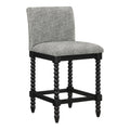 37.5 In.H Gray Finish Low Back Wood Frame Barstool Fabric Seat Set Of 1 39