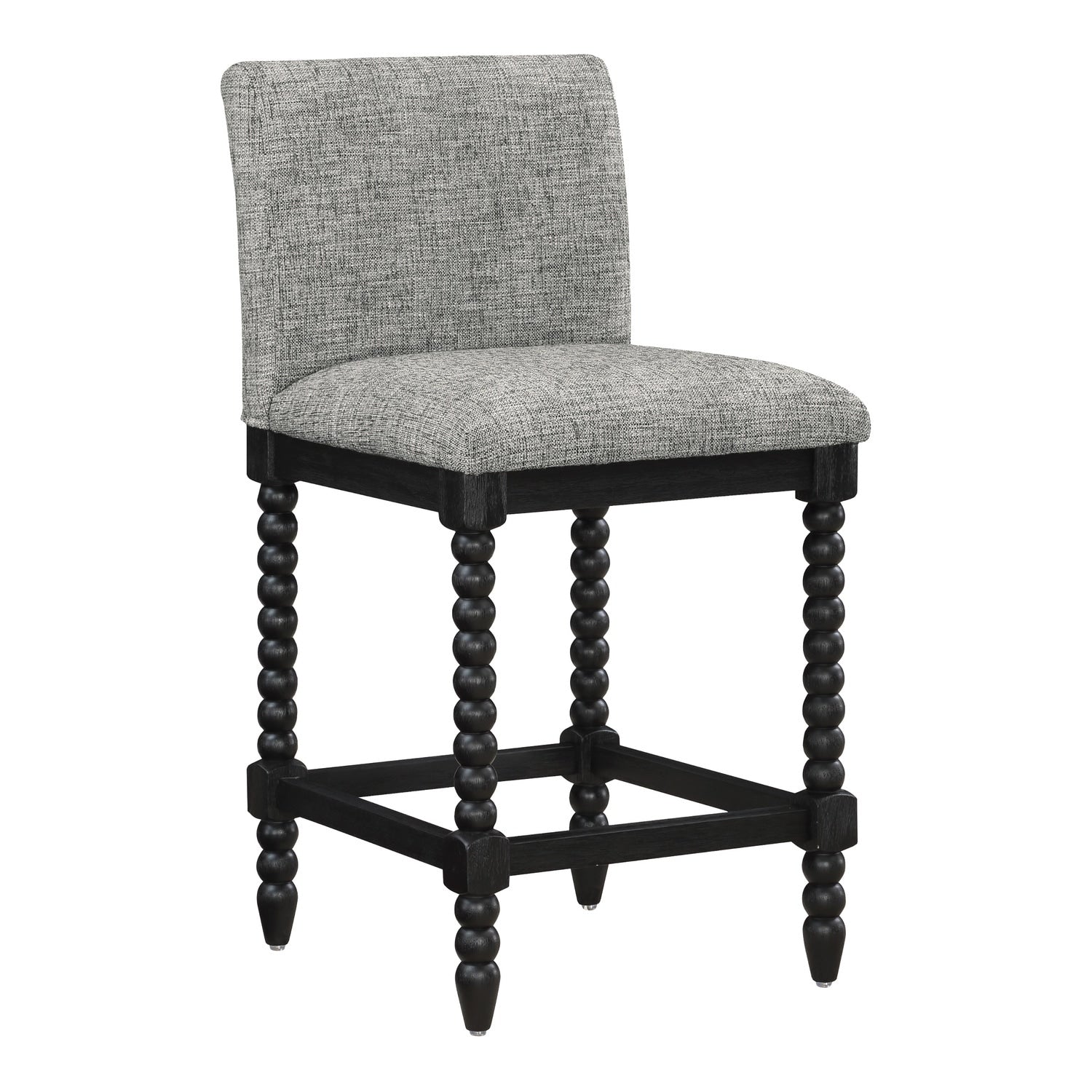 37.5 In.H Gray Finish Low Back Wood Frame Barstool Fabric Seat Set Of 1 39