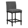 37.5 In.H Gray Finish Low Back Wood Frame Barstool Fabric Seat Set Of 1 39