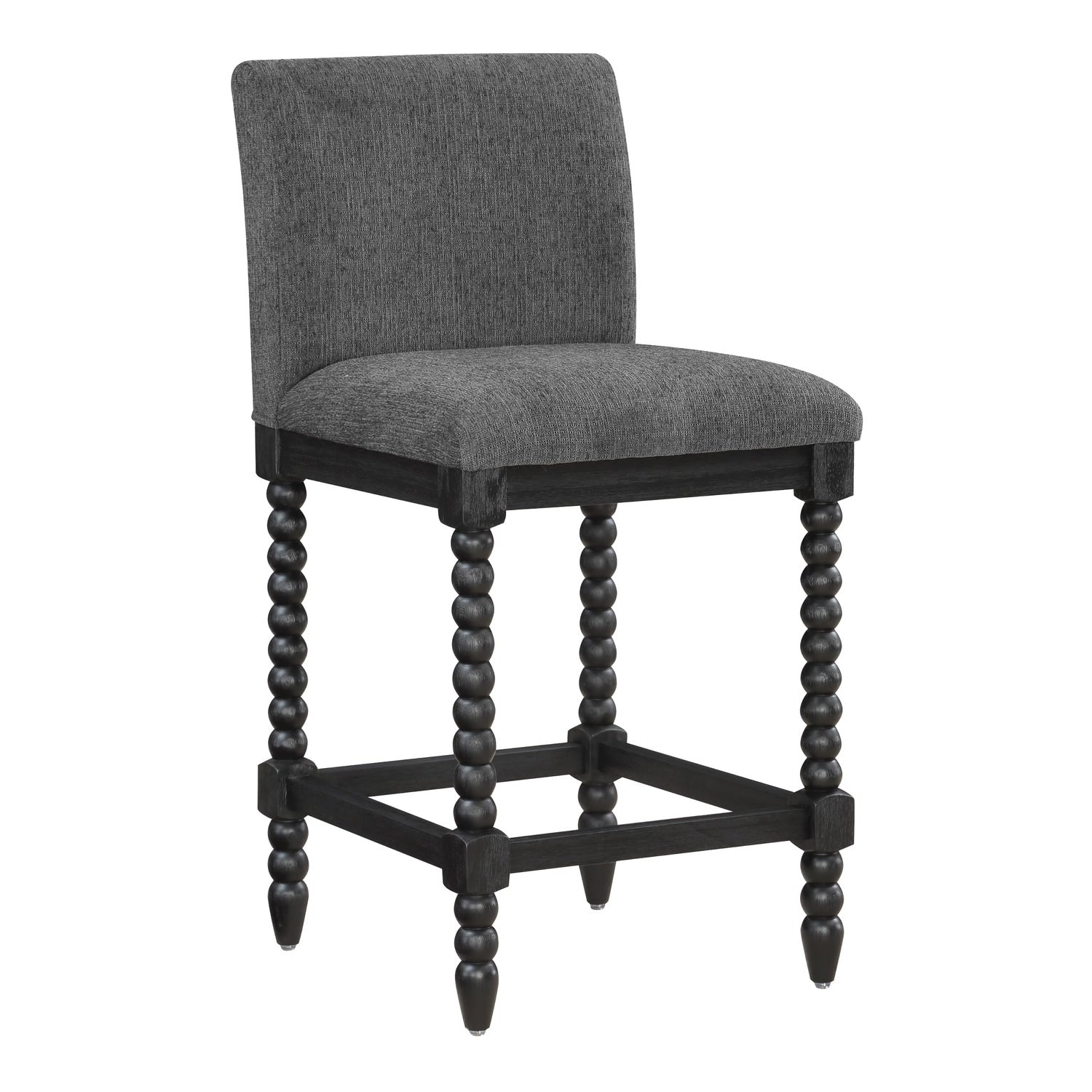 37.5 In.H Gray Finish Low Back Wood Frame Barstool Fabric Seat Set Of 1 39
