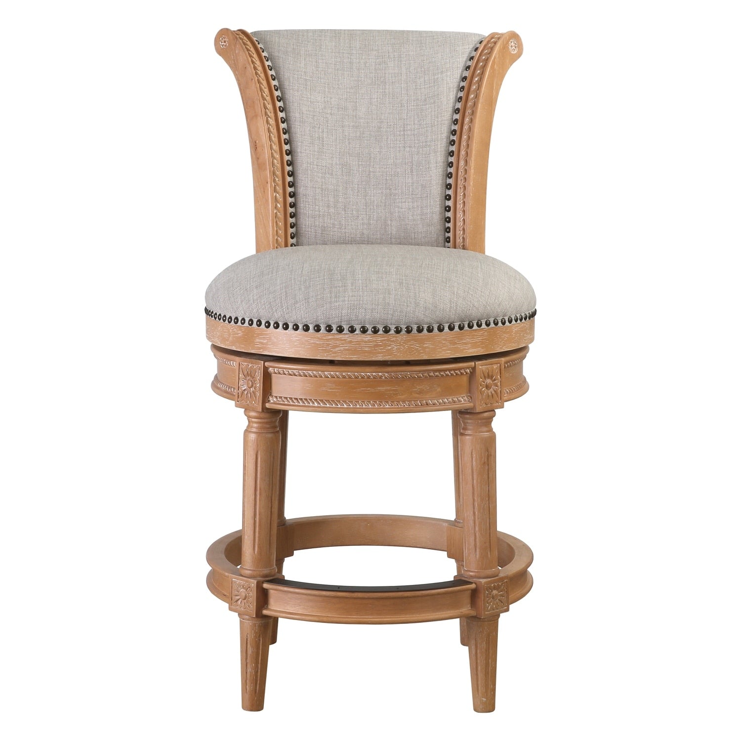 37.5 In.H Gray Finish Low Back Wood Frame Barstool Polyester Seat Set Of 1 39