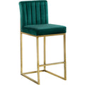 37.5 In.H Green Finish Low Back Metal Frame Barstool Velvet Seat Set Of 1 39