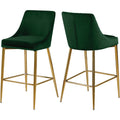 37.5 In.H Green Finish Low Back Metal Frame Barstool Velvet Seat Set Of 2 39