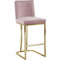 37.5 In.H Pink Finish Low Back Metal Frame Barstool Velvet Seat Set Of 1 39