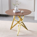 37Inch Round Dining Table Small Round Kitchen Table With Golden Metal Legs Suitable For 2 To 4 People
