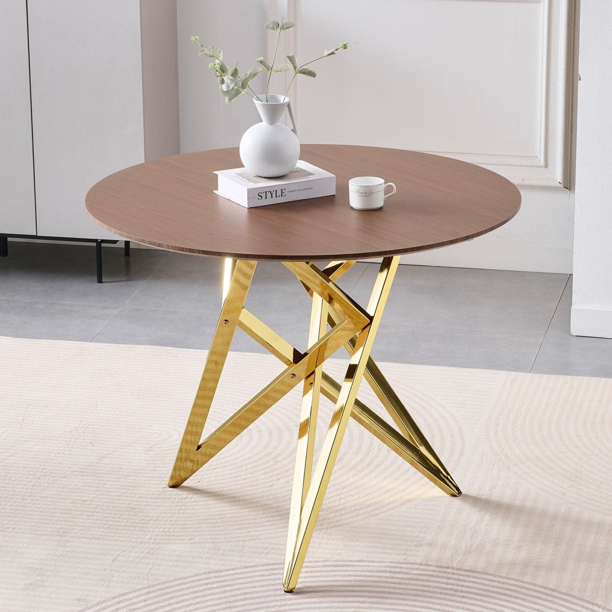 37 Modern Round Dining Table With Triangular Metal Legs