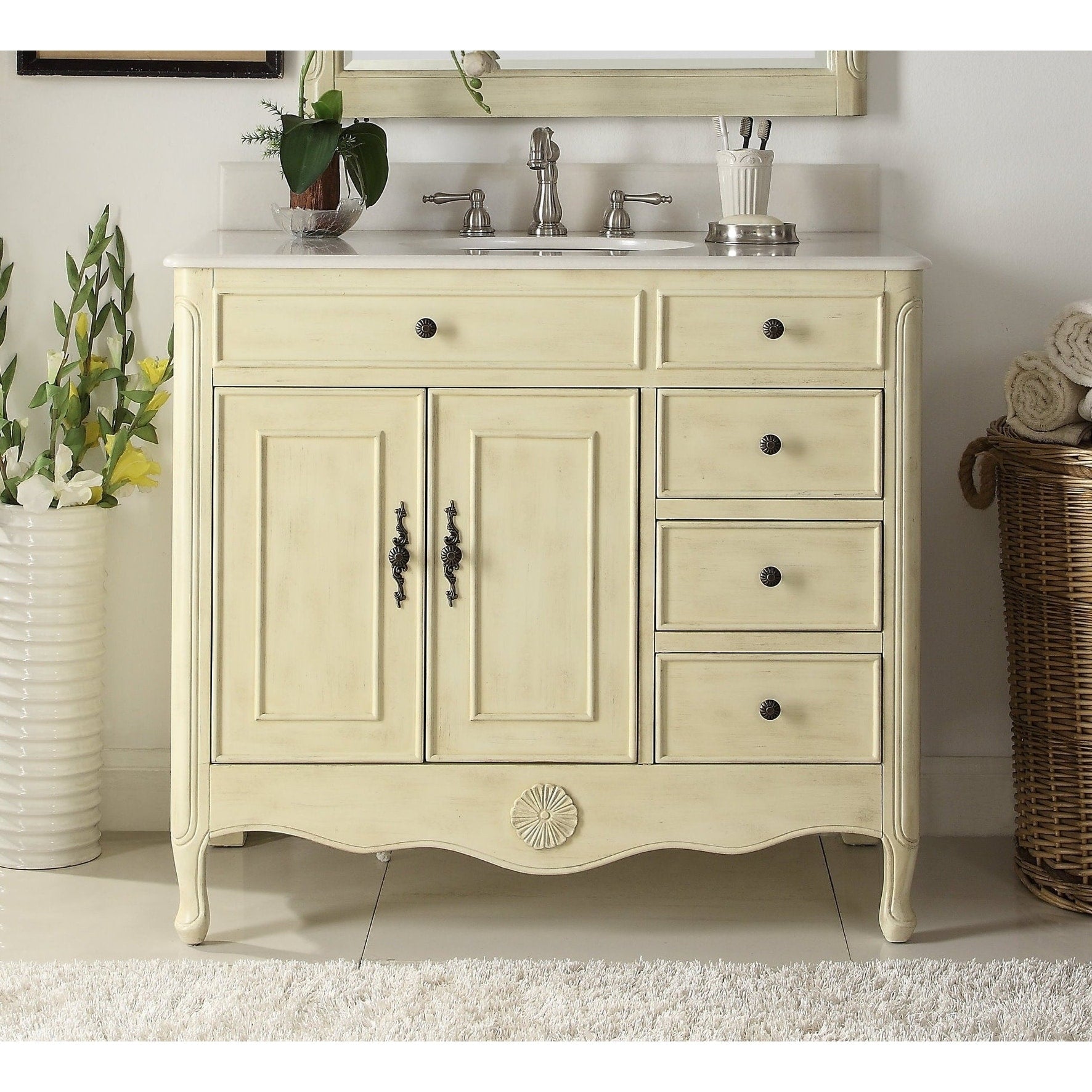 38 Benton Collection Daleville Bathroom Vanity W Mir Cream