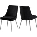 38 In.H Black Finish High Slat Back Armless Dining Chair With Velvet Seat Material