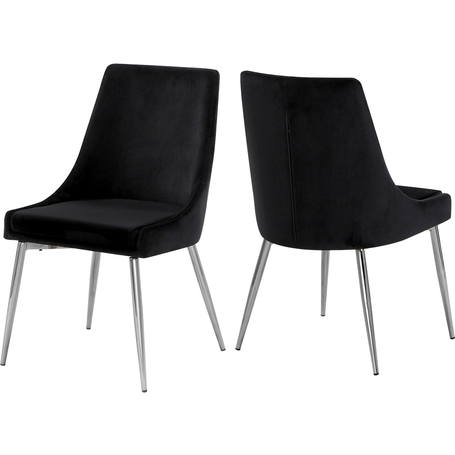 38 In.H Black Finish High Slat Back Armless Dining Chair With Velvet Seat Material