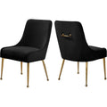 38 In.H Black Finish High Slat Back Armless Dining Chair With Velvet Seat Material