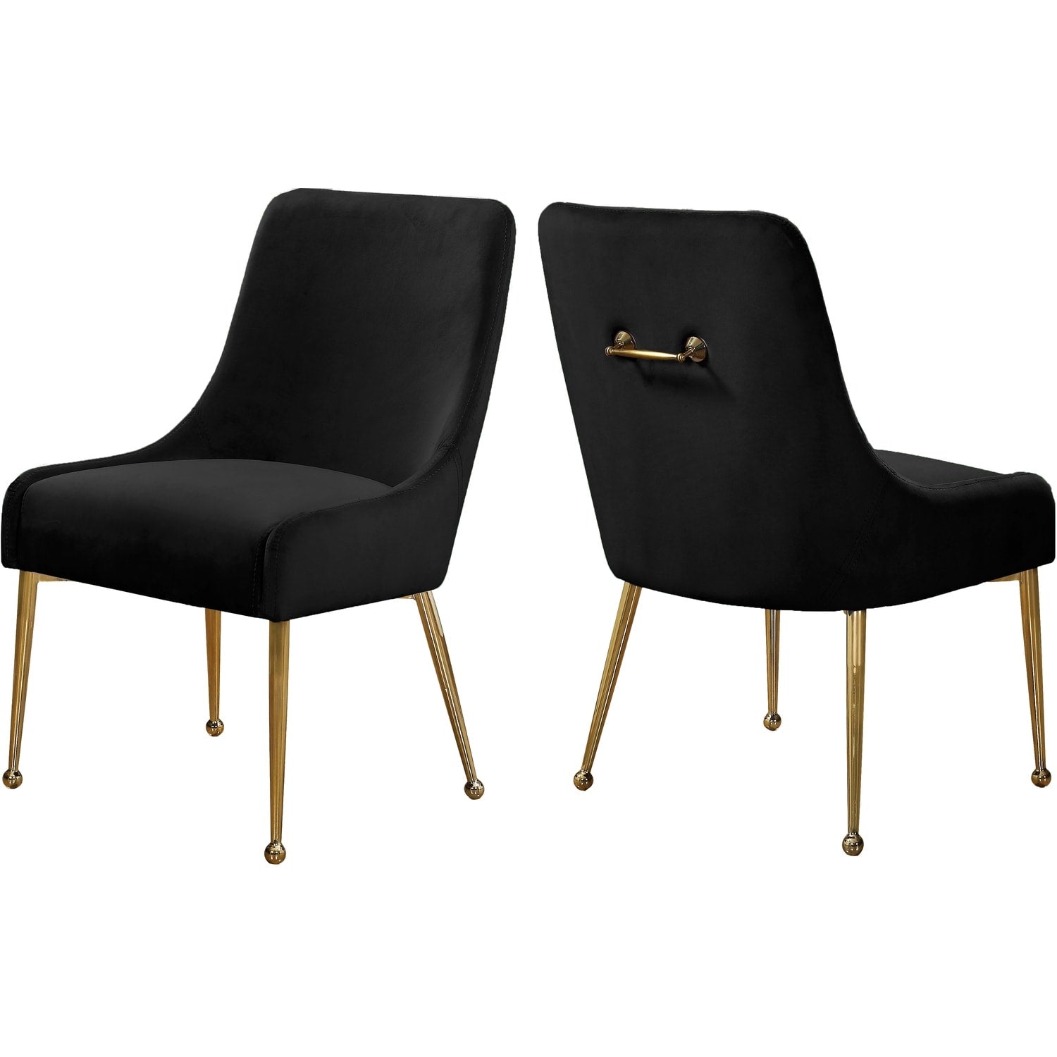 38 In.H Black Finish High Slat Back Armless Dining Chair With Velvet Seat Material