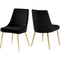 38 In.H Black Finish High Slat Back Armless Dining Chair With Velvet Seat Material