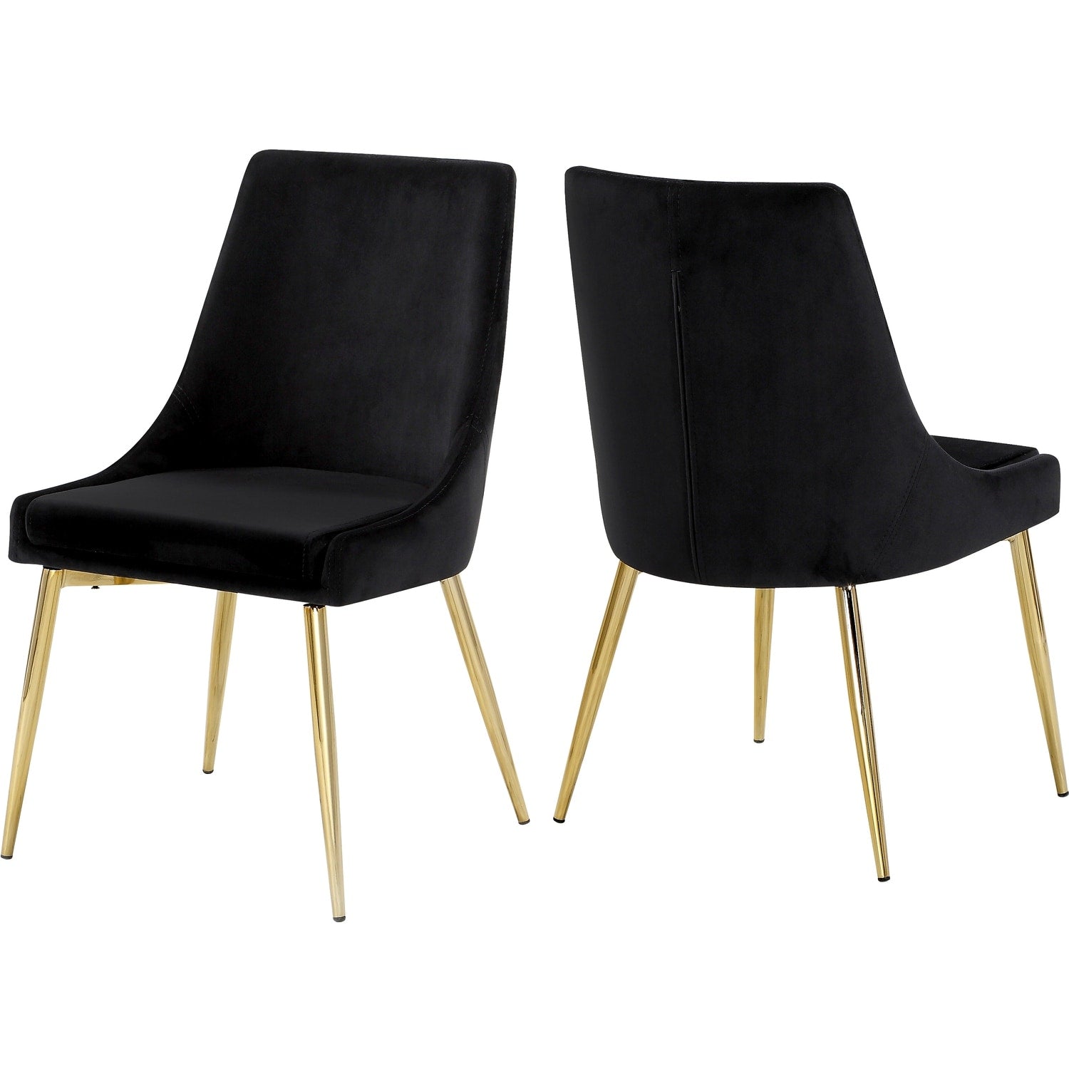 38 In.H Black Finish High Slat Back Armless Dining Chair With Velvet Seat Material