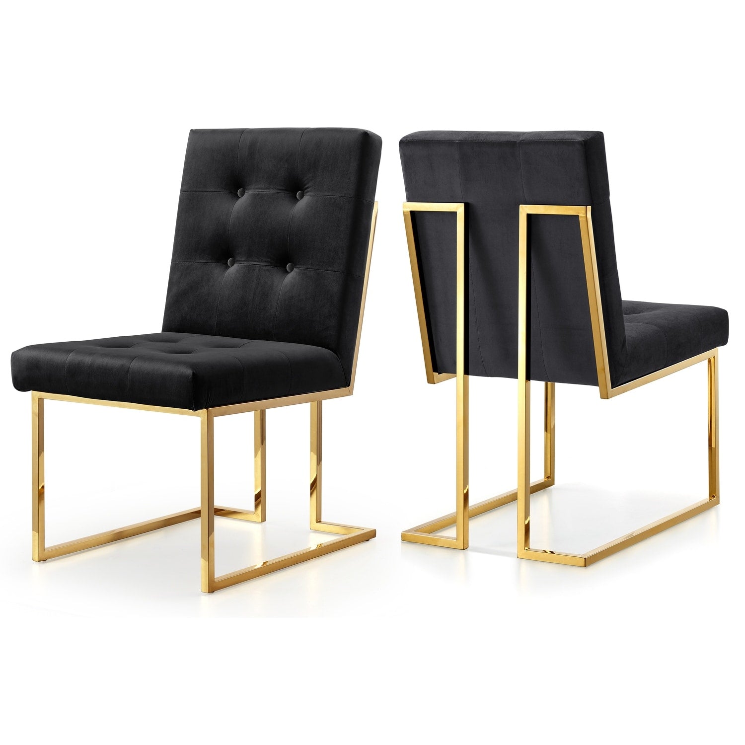 38 In.H Black Finish High Solid Back Armless Dining Chair With Velvet Seat Material