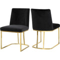 38 In.H Black Finish High Solid Back Armless Dining Chair With Velvet Seat Material
