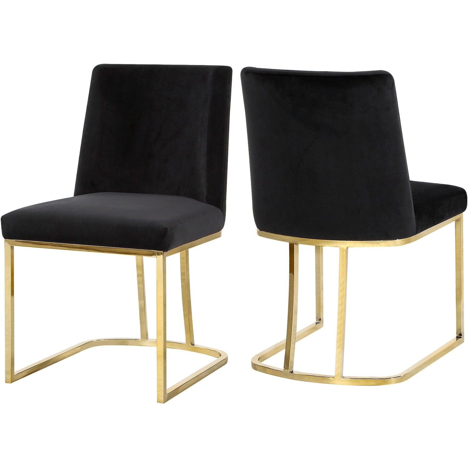 38 In.H Black Finish High Solid Back Armless Dining Chair With Velvet Seat Material