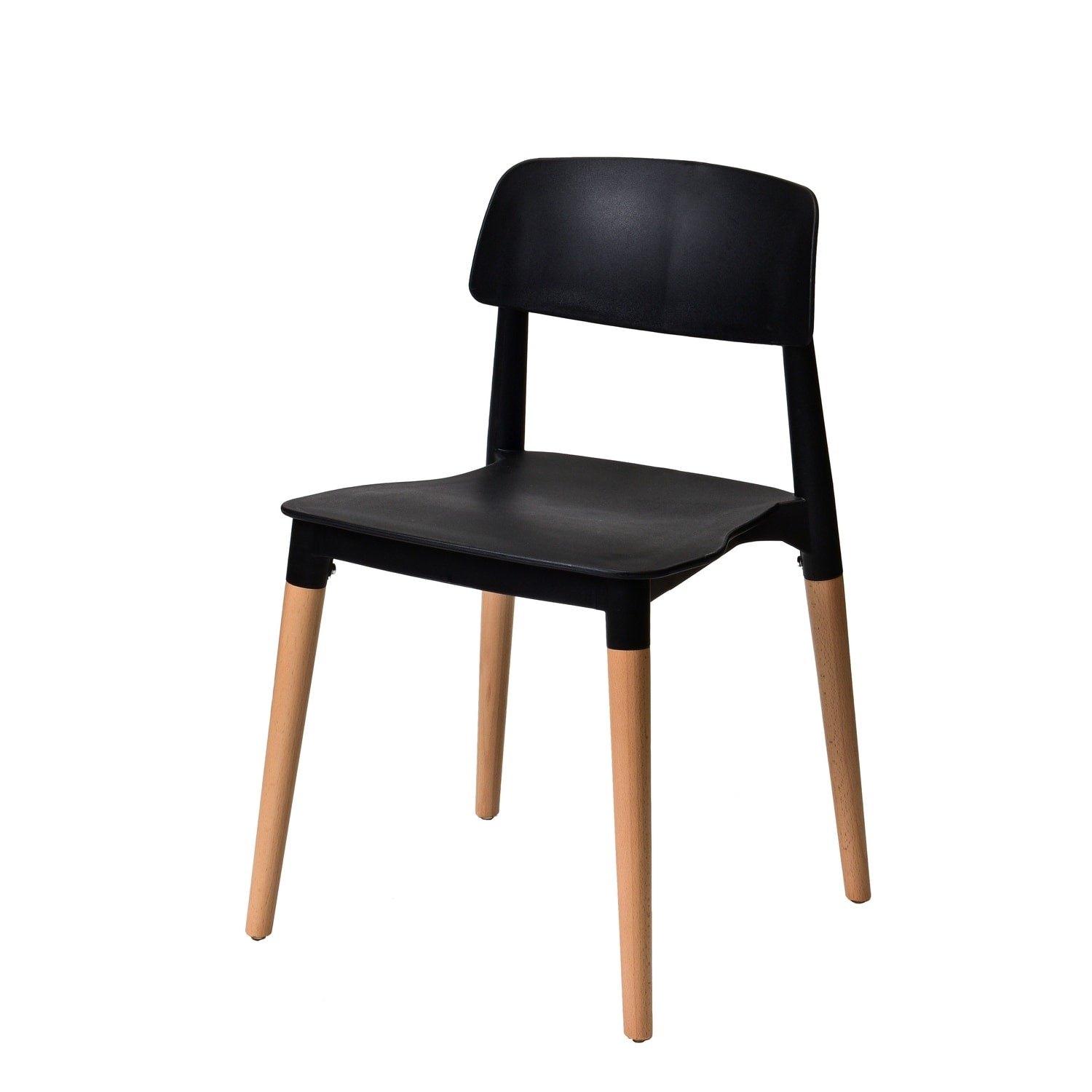 38 In.H Black Finish High Solid Back Armless Dining Chair With Wood Seat Material