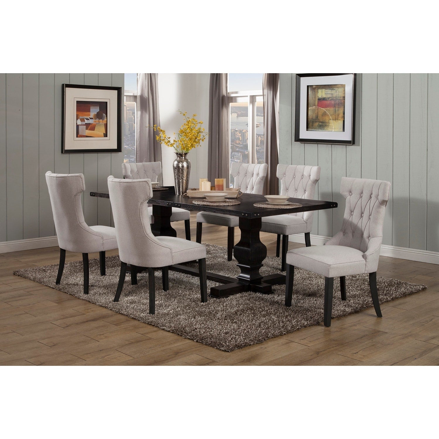 38 In.H Black Finish High Upholstered Back Armless Dining Chair With Polyester Seat Material