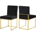 38 In.H Black Finish High Upholstered Back Armless Dining Chair With Velvet Seat Material