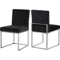 38 In.H Black Finish High Upholstered Back Armless Dining Chair With Velvet Seat Material