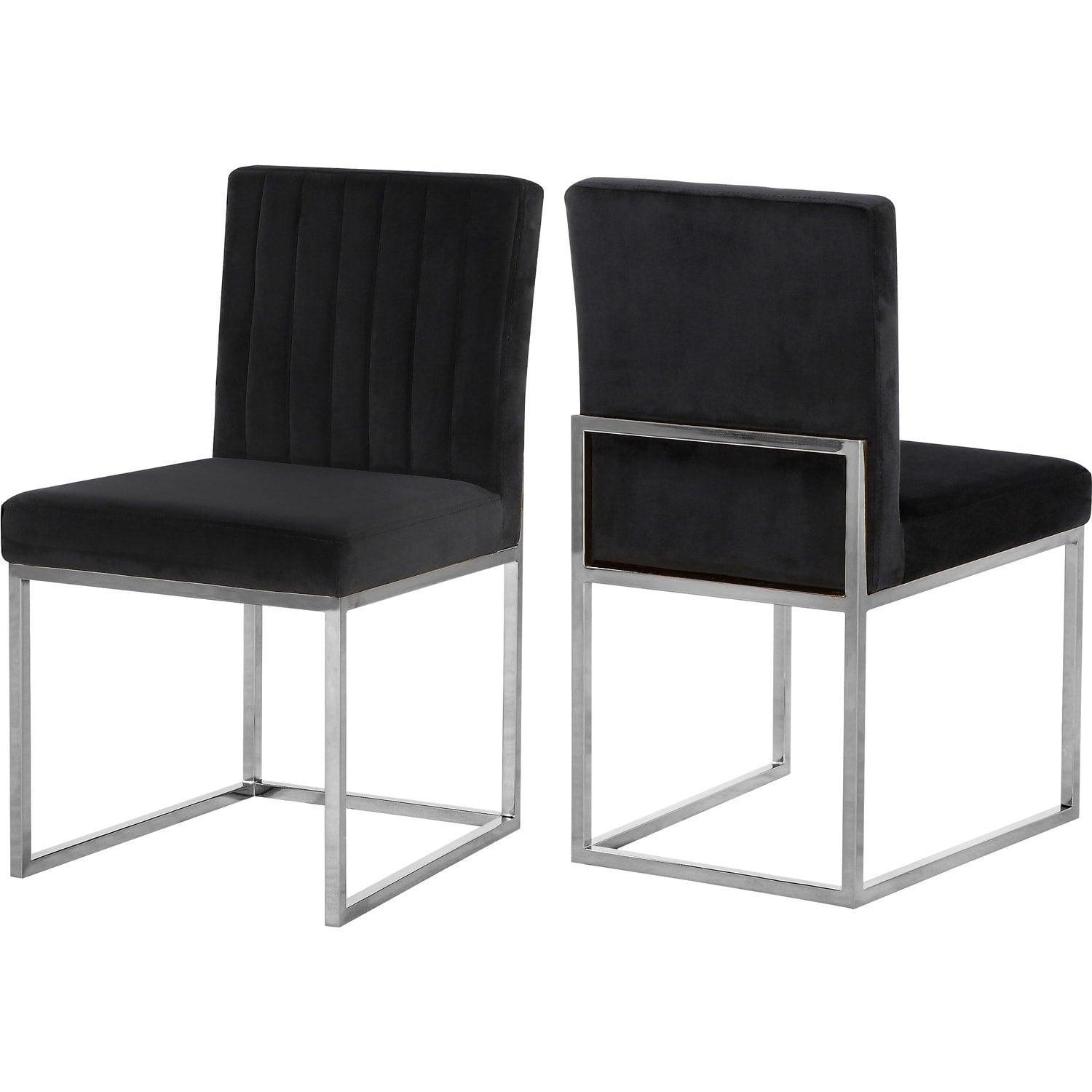 38 In.H Black Finish High Upholstered Back Armless Dining Chair With Velvet Seat Material