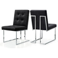 38 In.H Black Finish High Upholstered Back Armless Dining Chair With Velvet Seat Material