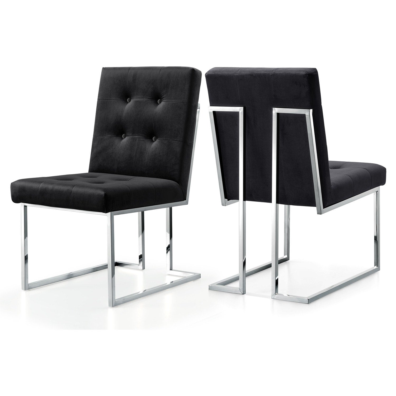 38 In.H Black Finish High Upholstered Back Armless Dining Chair With Velvet Seat Material
