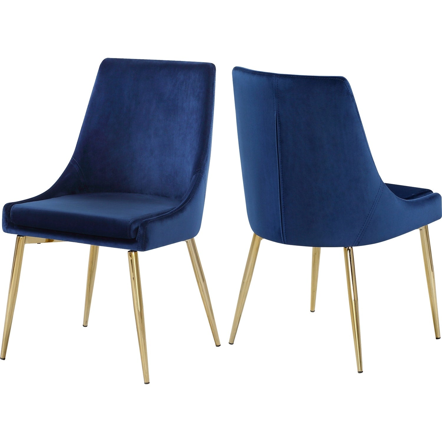 38 In.H Blue Finish High Slat Back Armless Dining Chair With Velvet Seat Material