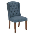 38 In.H Blue Finish High Upholstered Back Armless Dining Chair With Fabric Seat Material