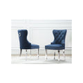 38 In.H Blue Finish High Upholstered Back Armless Dining Chair With Velvet Seat Material