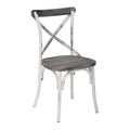 38 In.H Brown Finish High Cross Back Armless Dining Chair With Wood Seat Material