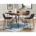 38 In.H Brown Finish High Solid Back Armless Dining Chair With Bonded Leather Seat Material