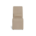 38 In.H Brown Finish High Solid Back Armless Dining Chair With Fabric Seat Material