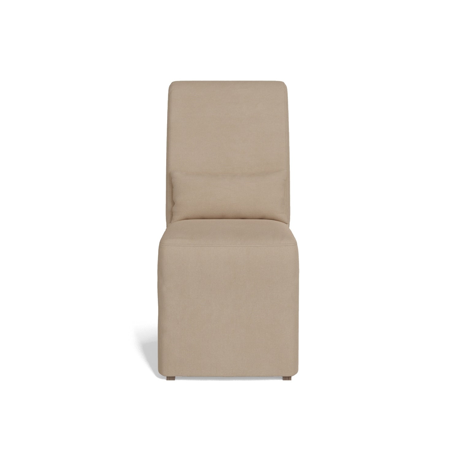 38 In.H Brown Finish High Solid Back Armless Dining Chair With Fabric Seat Material