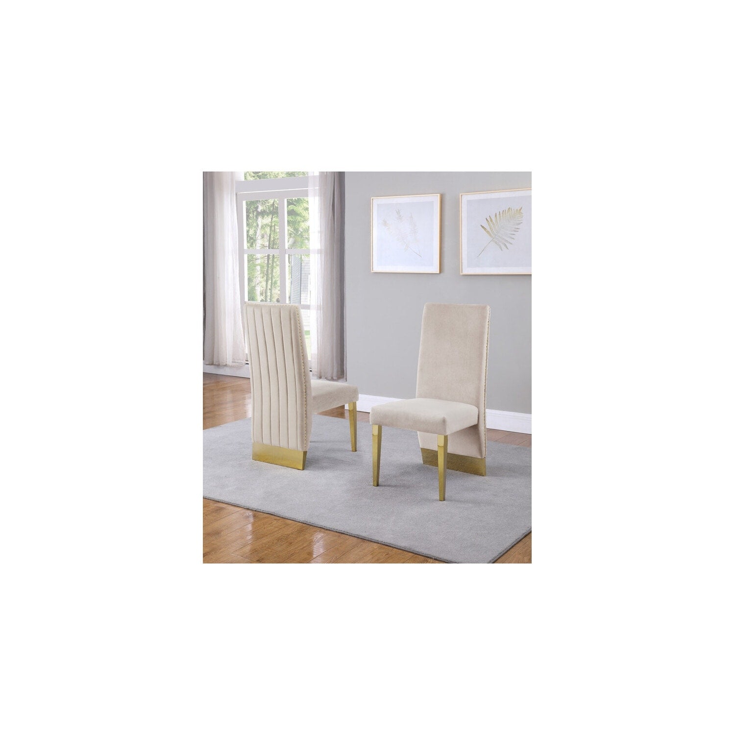 38 In.H Brown Finish High Upholstered Back Armless Dining Chair With Velvet Seat Material