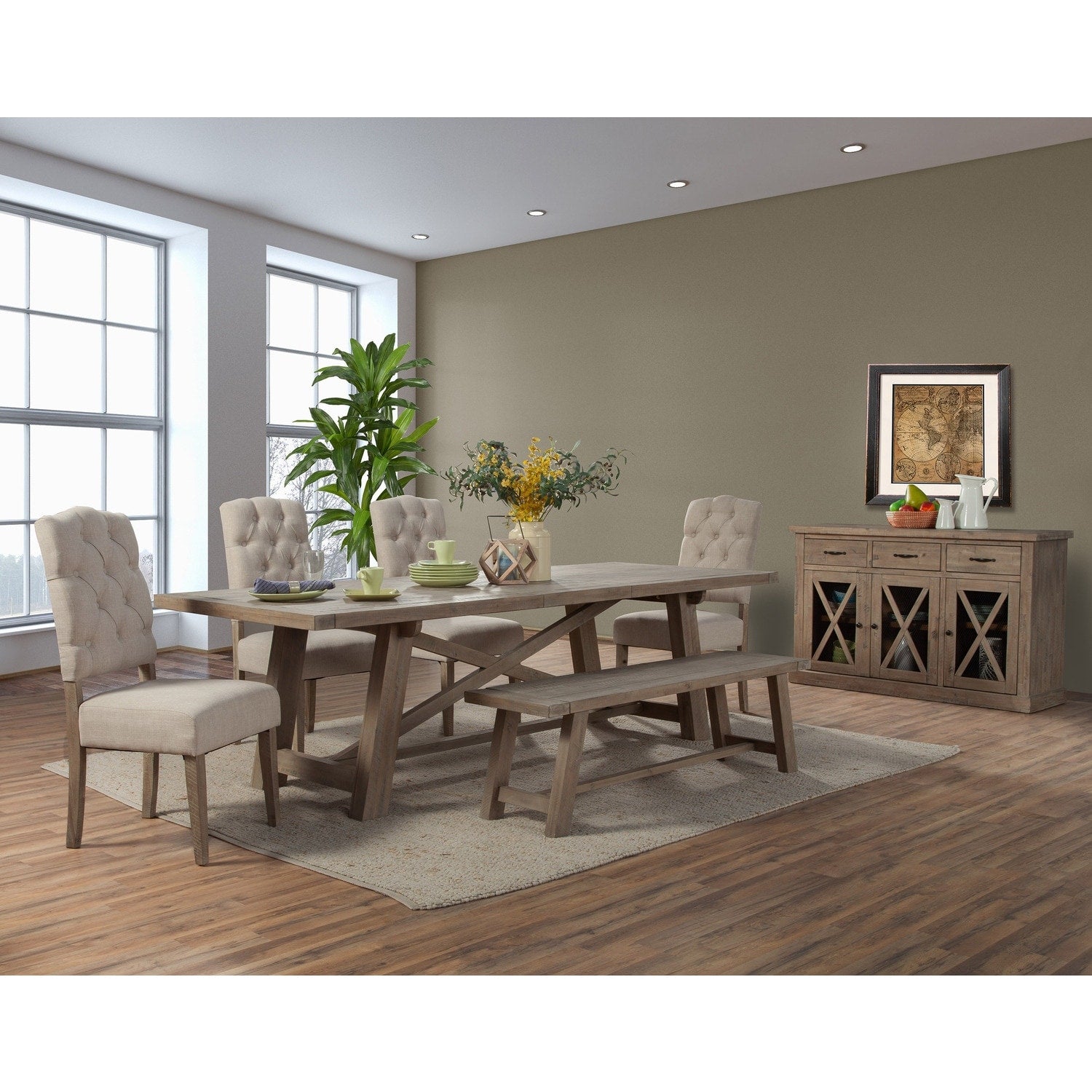 38 In.H Brown Finish High Upholstered Back Armless Dining Chair With Wood Seat Material