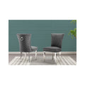 38 In.H Gray Finish High Slat Back Armless Dining Chair With Velvet Seat Material