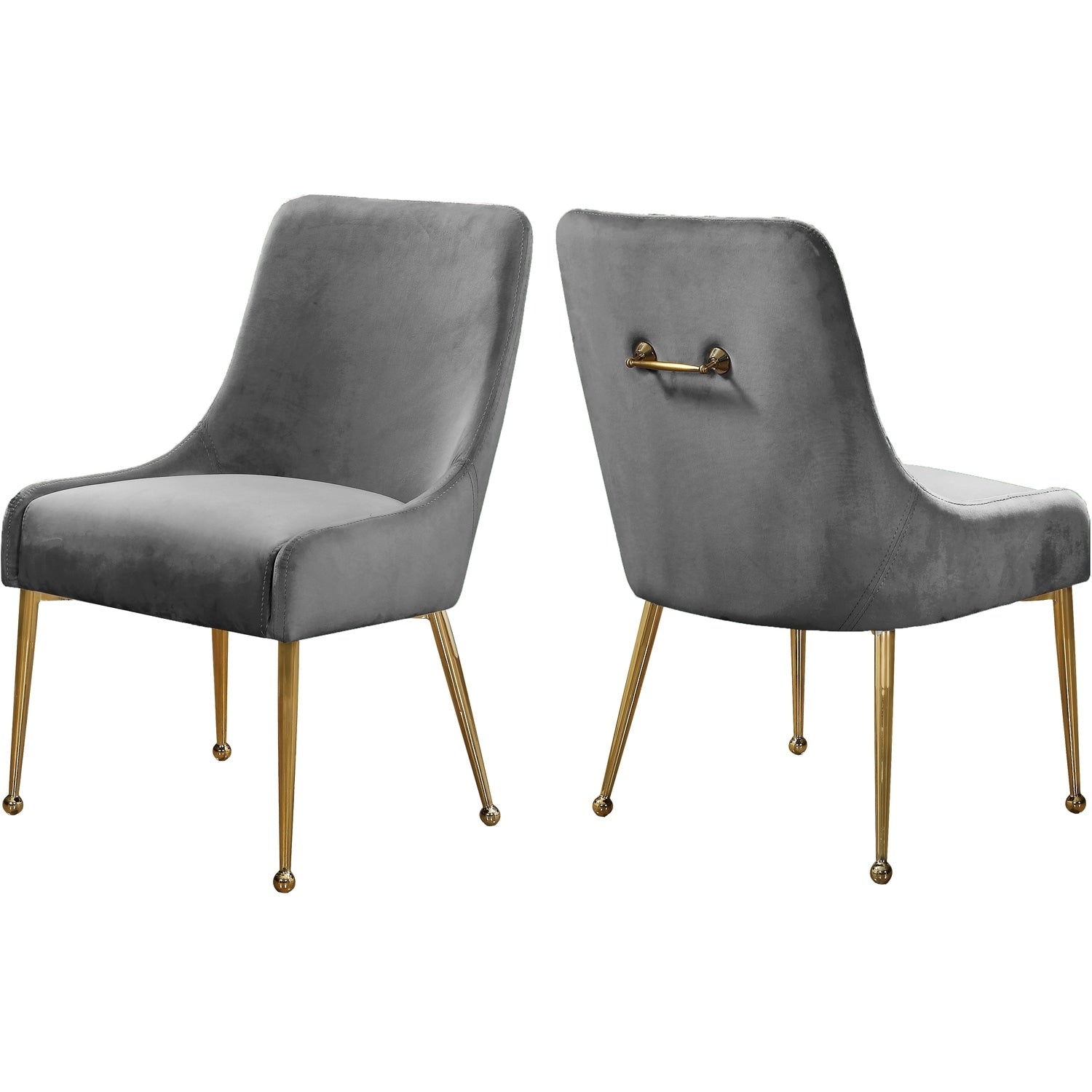 38 In.H Gray Finish High Slat Back Armless Dining Chair With Velvet Seat Material