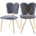 38 In.H Gray Finish High Slat Back Armless Dining Chair With Velvet Seat Material